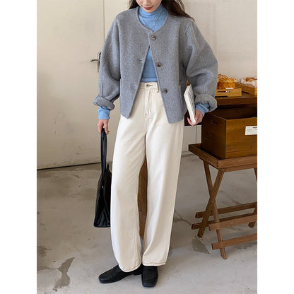 Damen Strickjacke Weich Klassische Knöpfe Beige - Norvielle