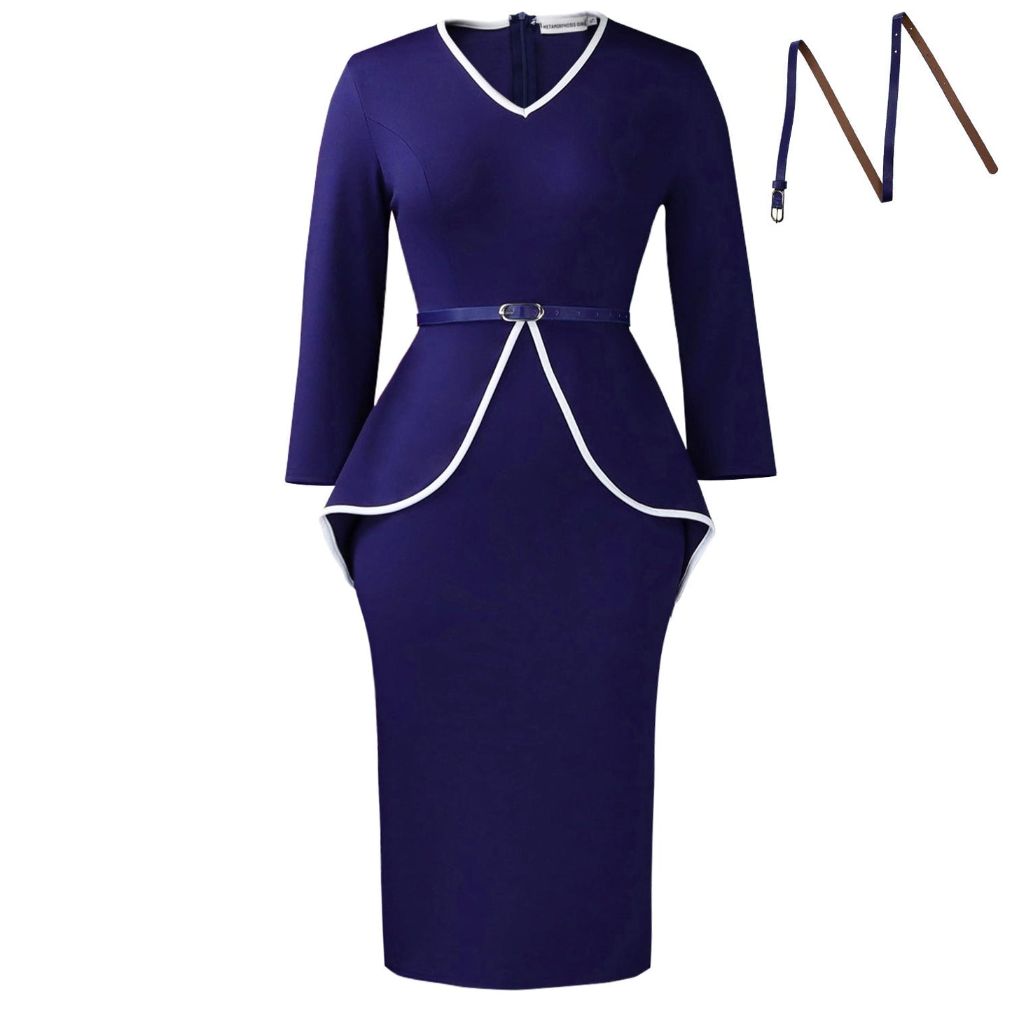 Damen Etuikleid Modernes Peplum-Design Taillengürtel Norvielle