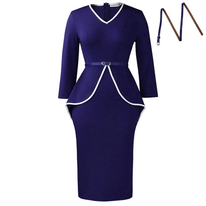 Damen Etuikleid Modernes Peplum-Design Taillengürtel Norvielle