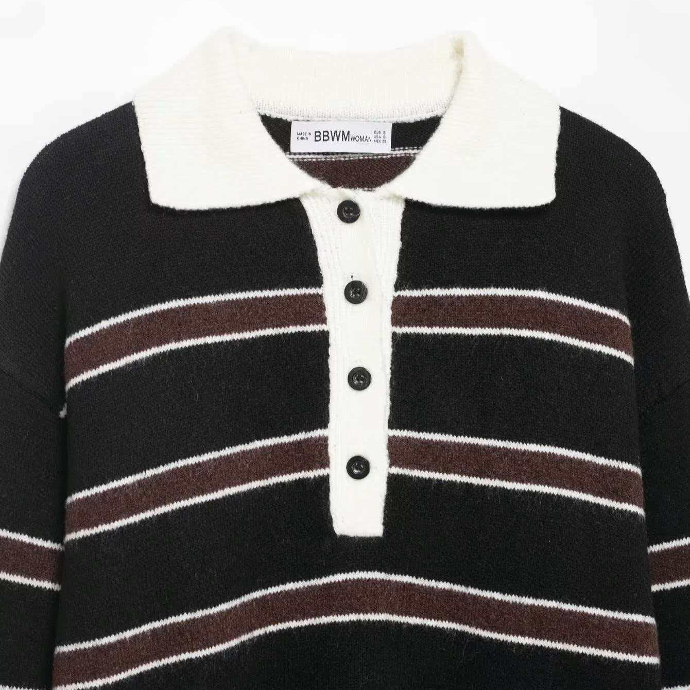 Damen Strickpullover Lässig Kragen Knopfleiste Norvielle