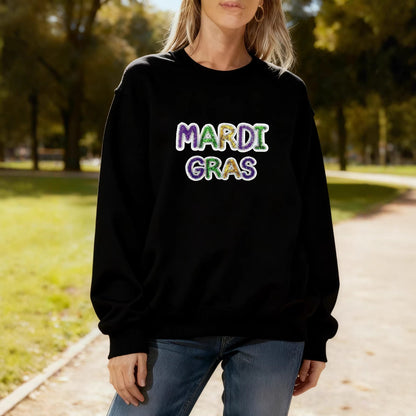 Damen Sweatshirt Mardi Gras Schriftzug Leicht Norvielle