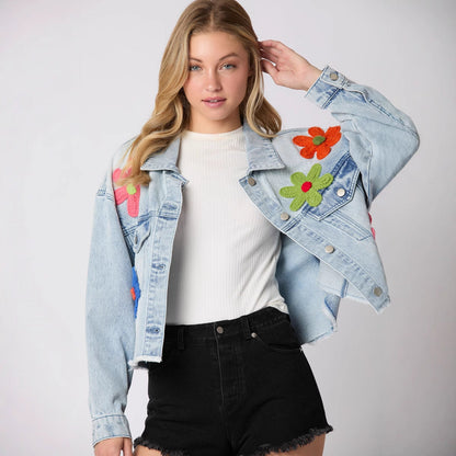 Damen Jeansjacke Sportlich Bunt Norvielle