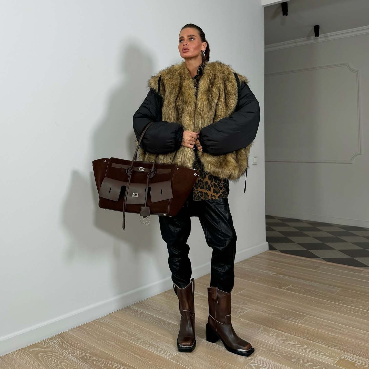 Damen Modische Jacke Kunstfellkragen Norvielle