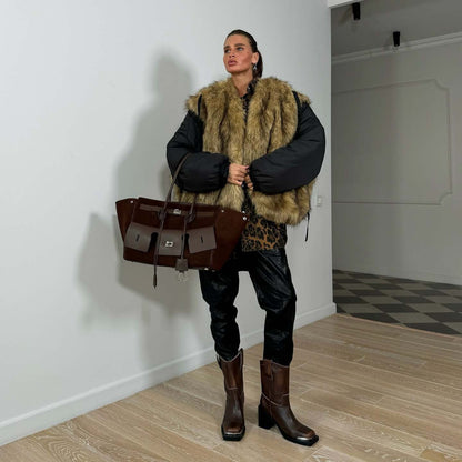 Damen Modische Jacke Kunstfellkragen Norvielle