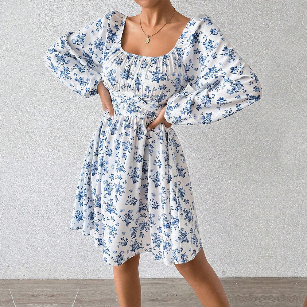 Damen Sommerkleid Floralmuster Längsärmel Norvielle