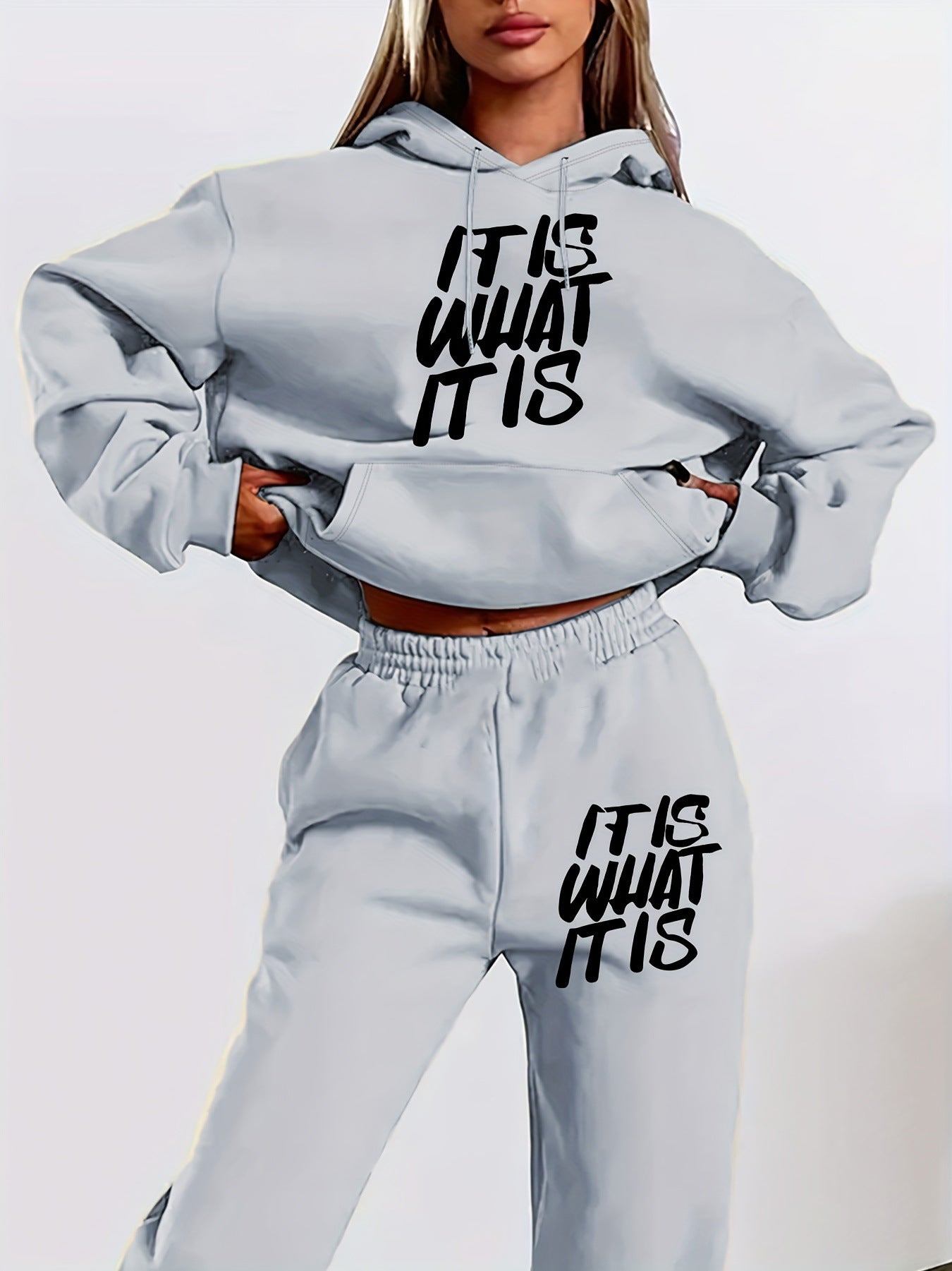 Damen Jogginganzug Statement-Print Lässiger Schnitt Norvielle