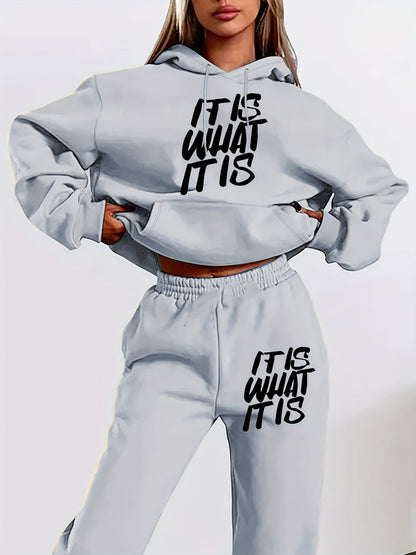 Damen Jogginganzug Statement-Print Lässiger Schnitt Norvielle