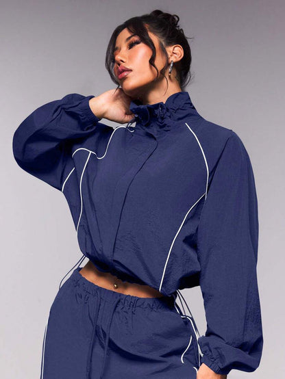 Damen Sportjacke Lässig Hochkragen Elastisch Norvielle