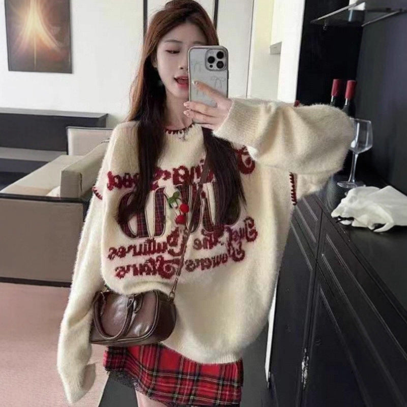 Damen Pullover Verspielter Schriftzug Lässiger Schnitt Norvielle - Norvielle