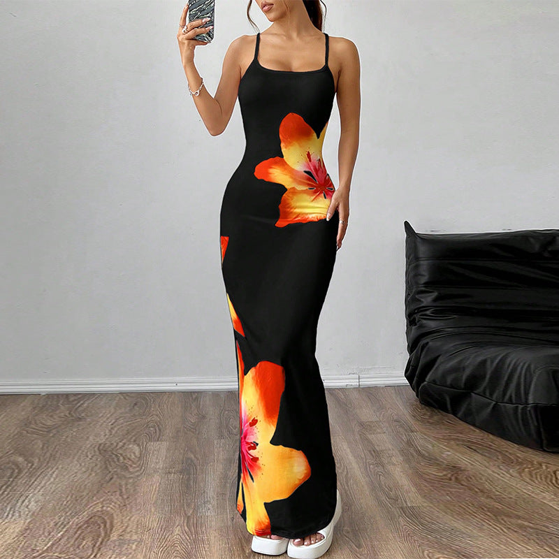 Damen Maxikleid Tailliert Floralmuster Norvielle