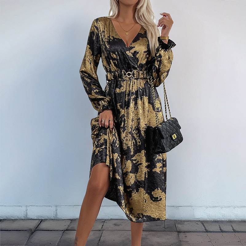 Damen Wickelkleid mit Muster und taillierbarem Gürtel Norvielle