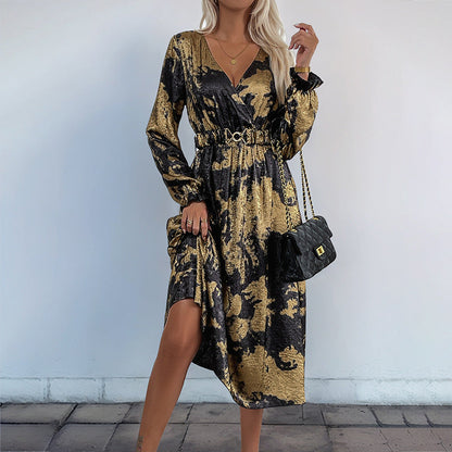 Damen Wickelkleid mit Muster und taillierbarem Gürtel Norvielle