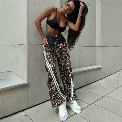 Damen Freizeithose Leoparddruck Atmungsaktives Material