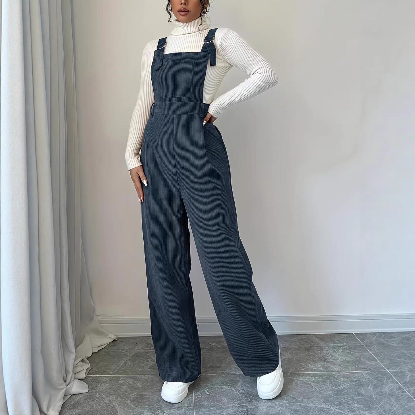 Damen Cord-Overall Lässig Geschnitten Beige