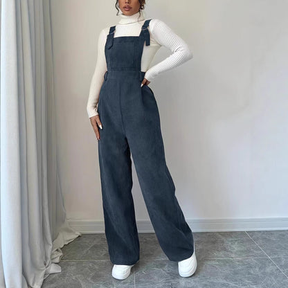 Damen Cord-Overall Lässig Geschnitten Beige