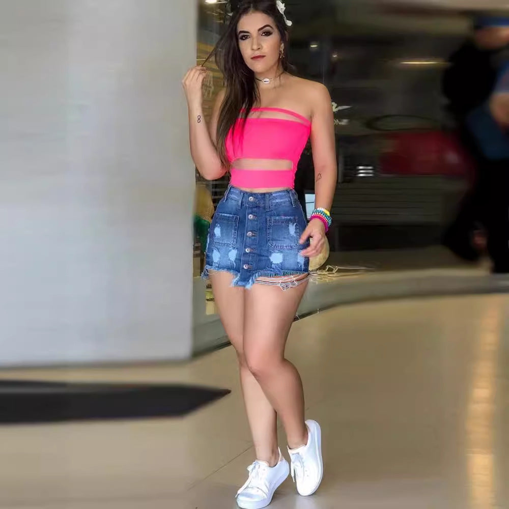 Damen Cropped und Miniröcke Denim