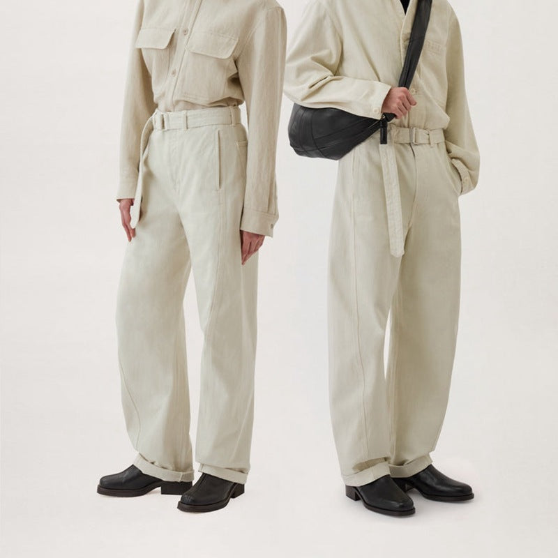 Damen High-Waist-Hose Bequem Gürtel
