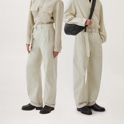 Damen High-Waist-Hose Bequem Gürtel