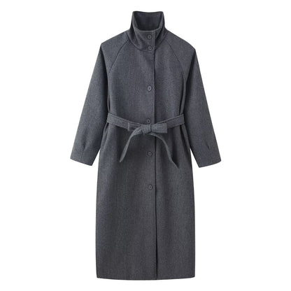 Damen Übergangsjacke Hochgeschlossener Kragen Taillengürtel Norvielle