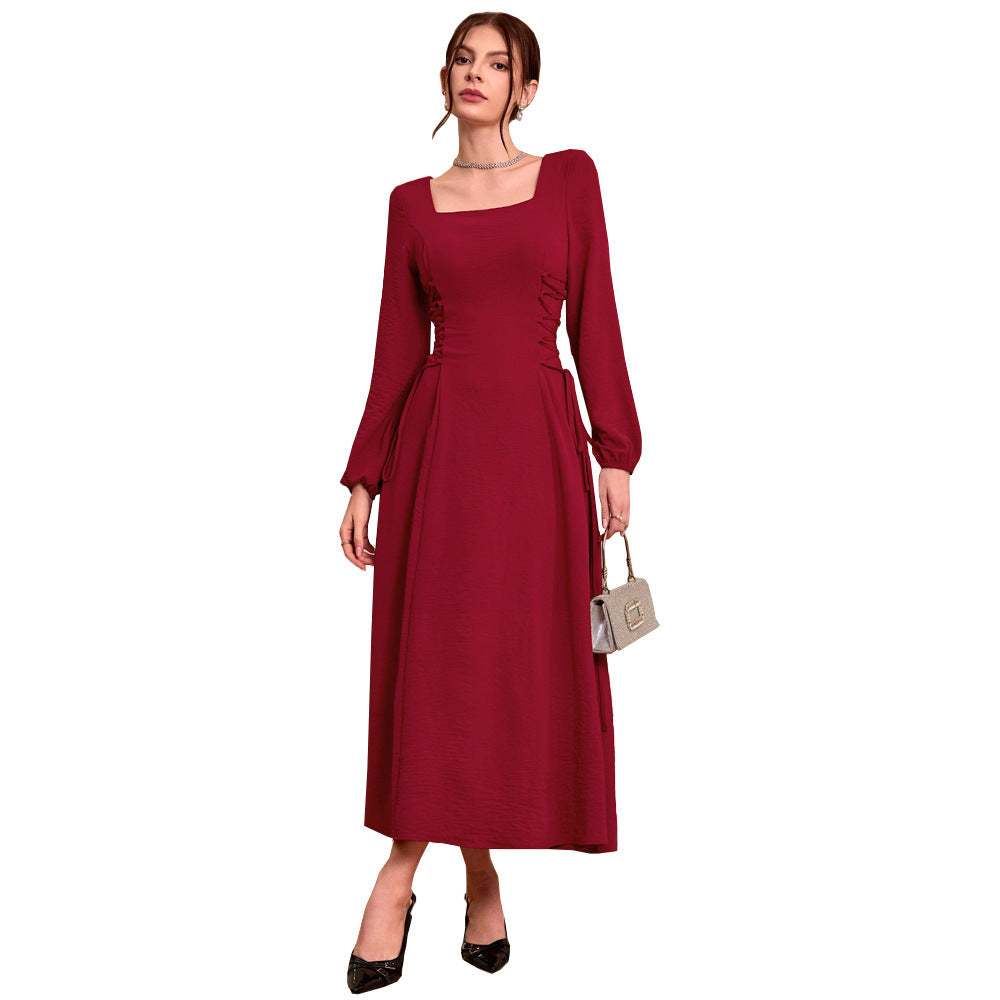 Damen Maxikleid Quadratischer Ausschnitt Rüschen Norvielle