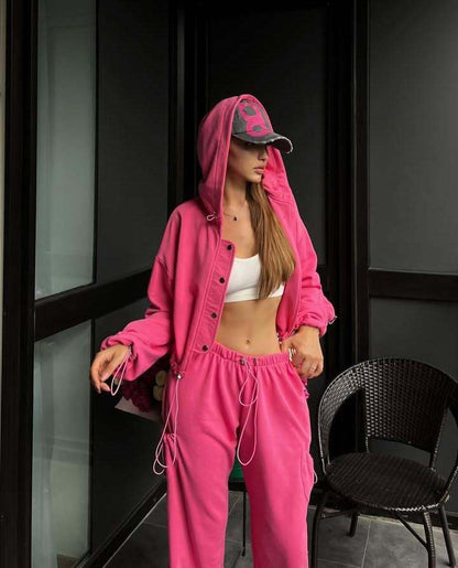 Damen Sportanzug mit Kapuze und weiten Hosen Norvielle