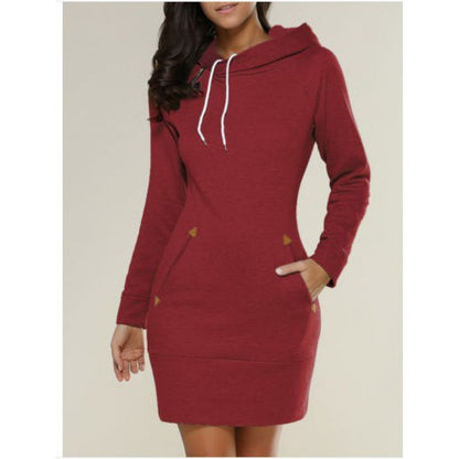 Damen Kapuzenkleid mit Seitentaschen Trenddesign