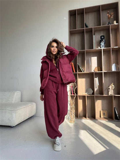 Damen Kapuzenoberteil und Hose Set Baumwolle Bequem