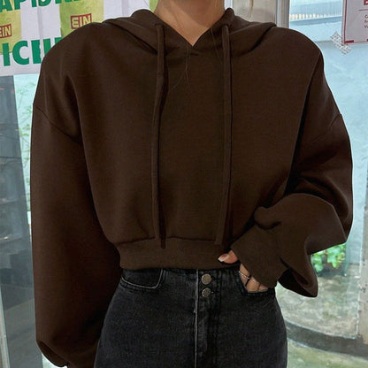 Damen Cropped Kapuzenpullover Oversized Norvielle
