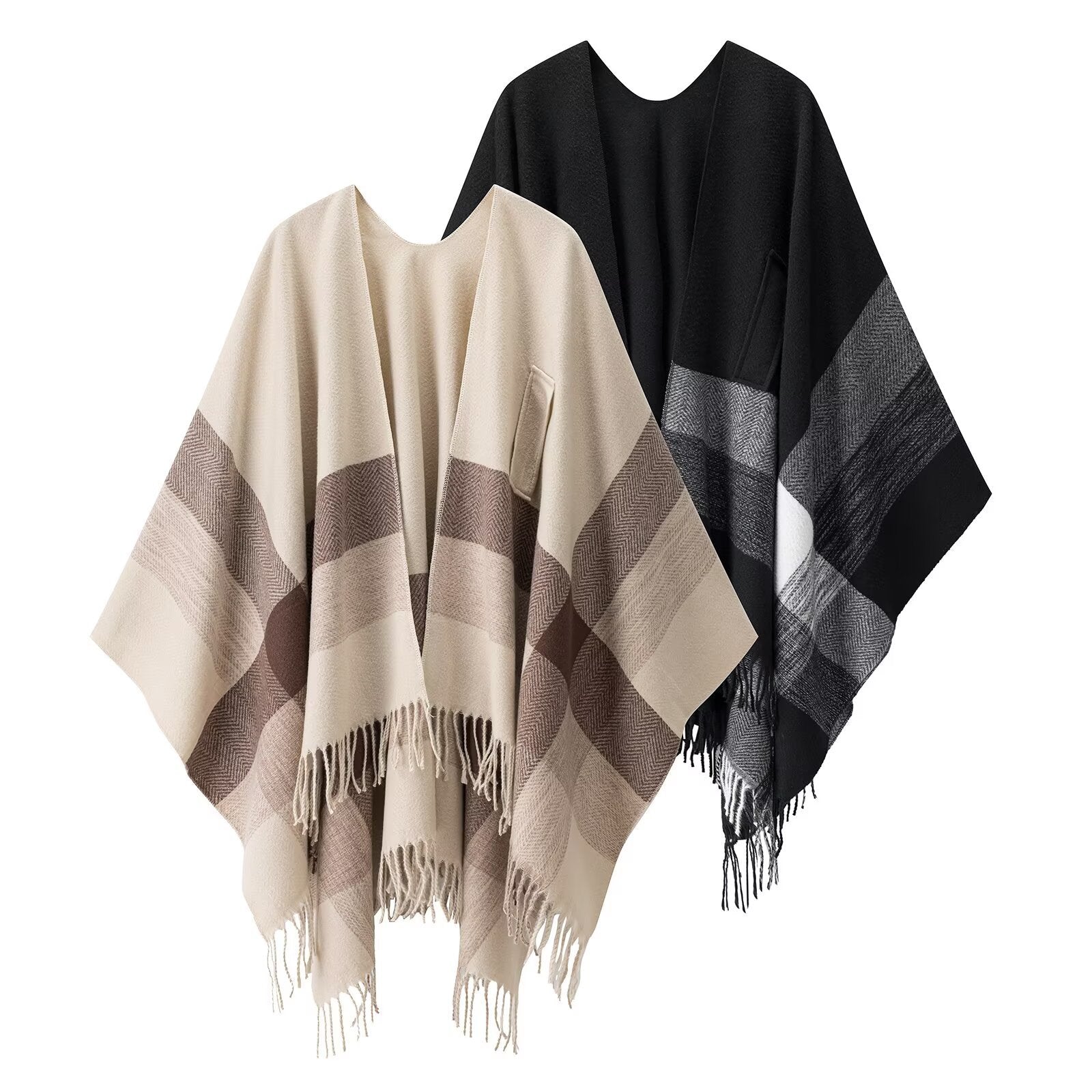 Damen Poncho Kuschelig Muster Norvielle - Norvielle