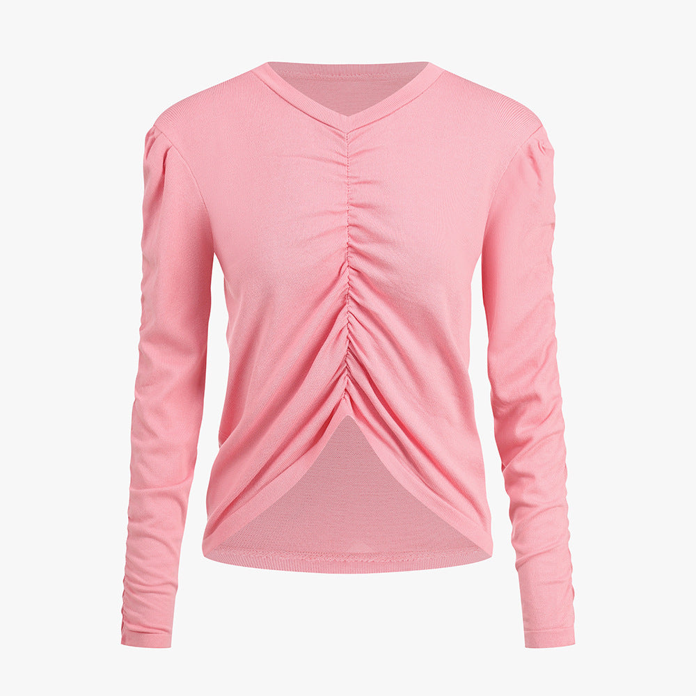 Damen Longsleeve-Oberteil Figurbetont Raffung Norvielle