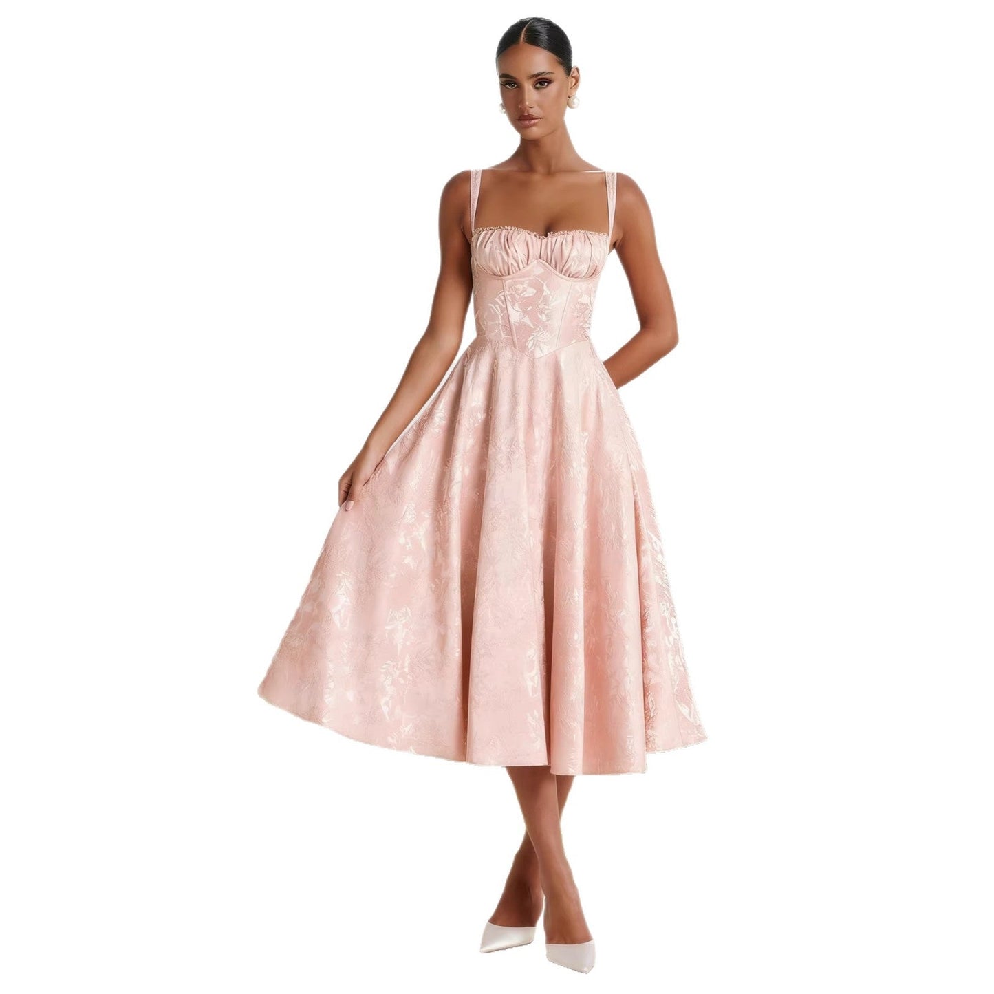 Damen Cocktailkleid Gerafftes Oberteil Voluminöser Rock Norvielle