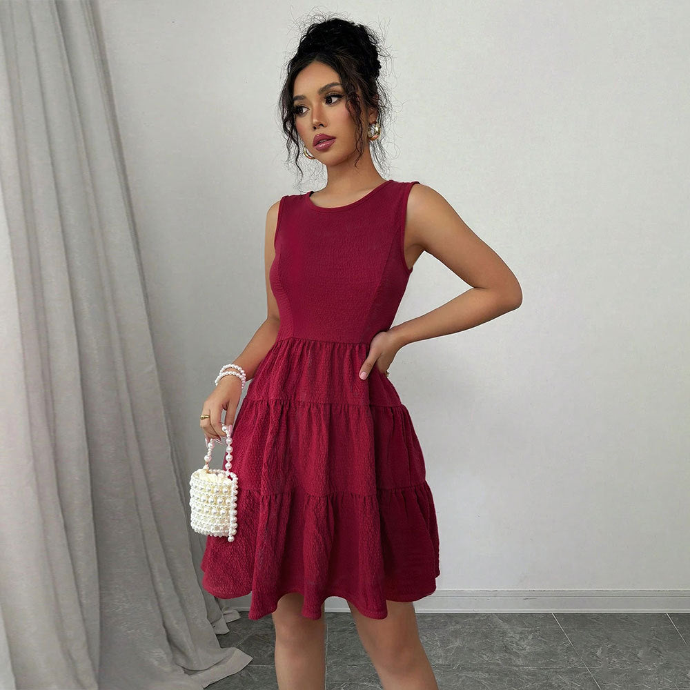 Damen Sommerkleid V-Ausschnitt Rüschensaum Leicht Norvielle