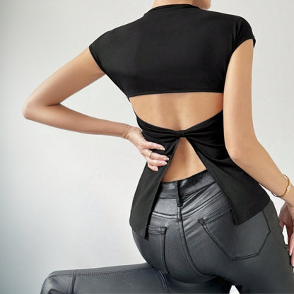 Damen Kurzarm-T-Shirt Enge Passform Figurschmeichelnd Norvielle