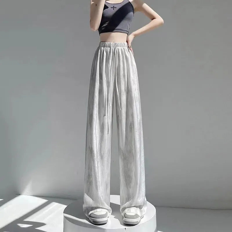 Damen Palazzo-Hose Leicht Atmungsaktiv Elastischer Bund
