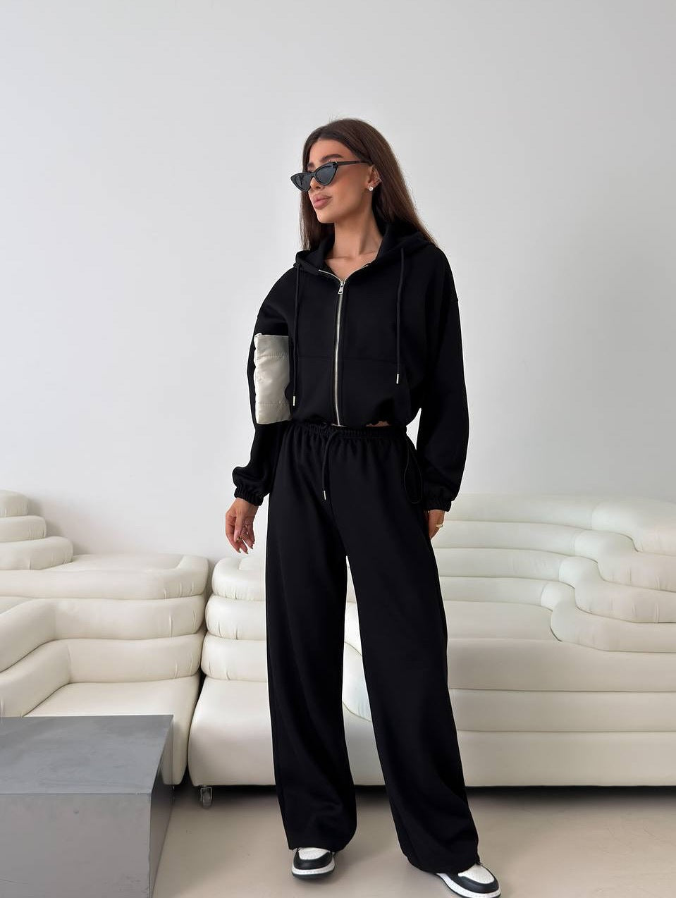 Damen Sportliches Kapuzen-Set elastisch Norvielle