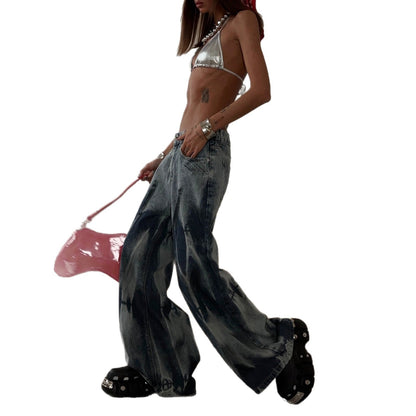 Damen Weite Jeans Moderner Waschlook