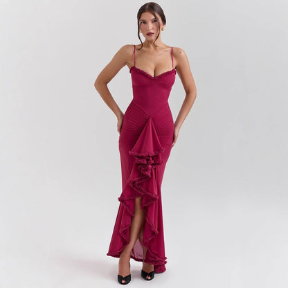 Damen Maxikleid Rüschendetails Figurbetonend Norvielle