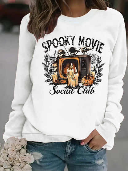 Damen Sweatshirt Spooky Film-Motiv Lässiger Schnitt