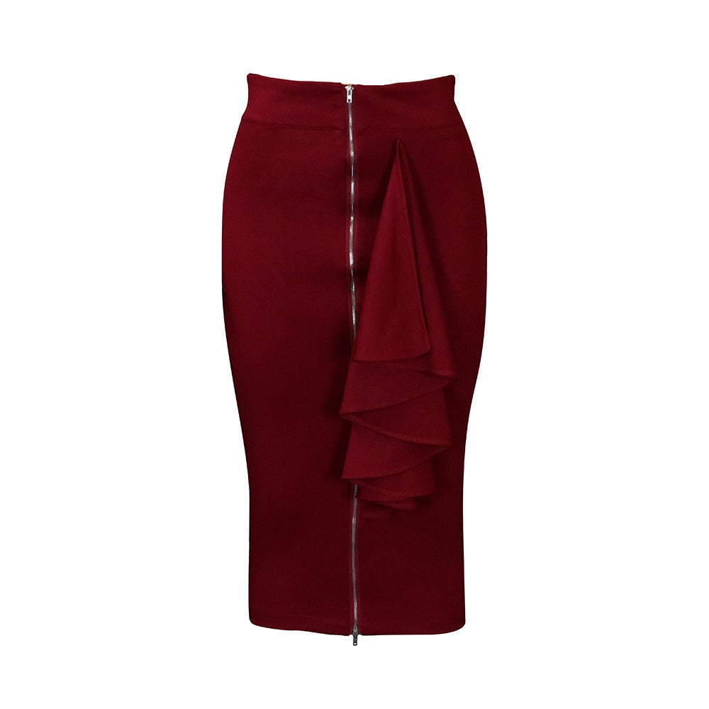 Damen Midi-Rock Asymmetrisch Rüschen Norvielle