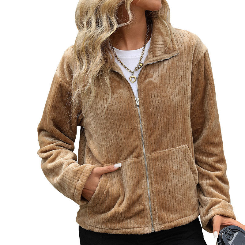 Damen Freizeitjacke Flausch Reißverschluss Norvielle