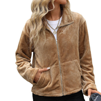 Damen Freizeitjacke Flausch Reißverschluss Norvielle