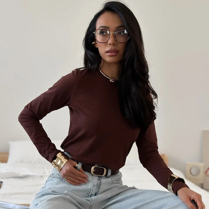 Damen Langarmshirt Körperbetonter Schnitt Norvielle - Norvielle
