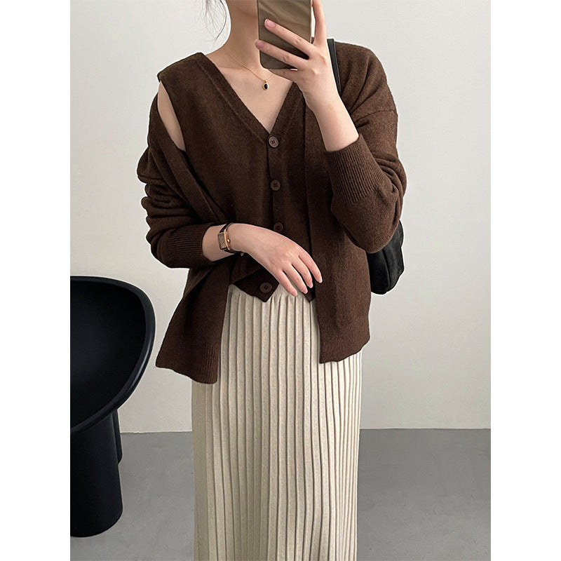 Damen Cardigan V-Ausschnitt Strick Norvielle