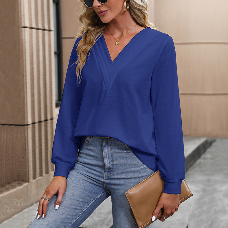Damen Bluse V-Ausschnitt Lockere Ärmel Norvielle