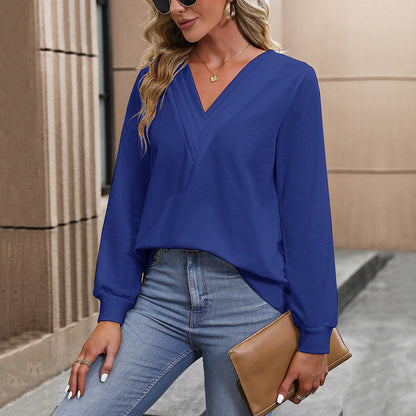 Damen Bluse V-Ausschnitt Lockere Ärmel Norvielle