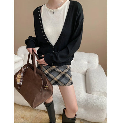 Damen Langarm-Cardigan mit Knöpfen Norvielle Lässig