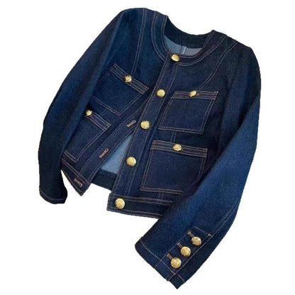 Damen Jeansjacke mit goldenen Knöpfen Norvielle