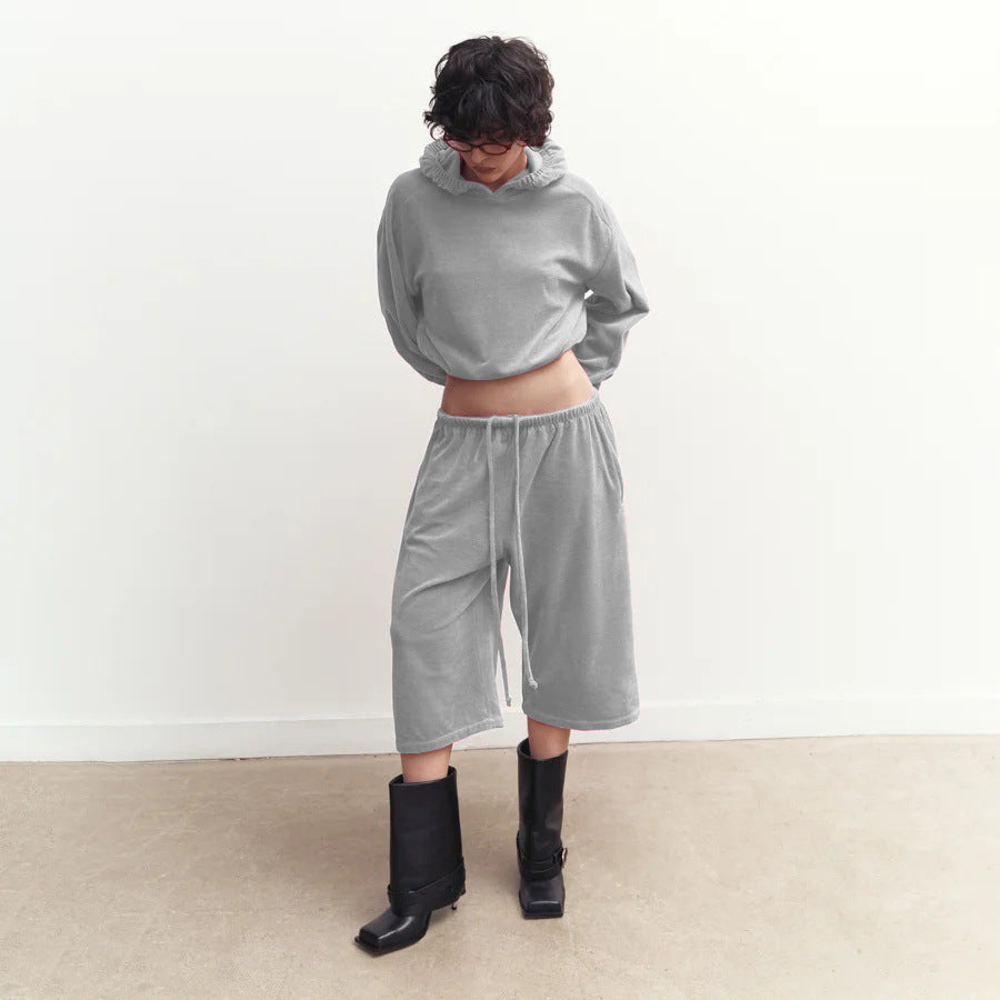 Damen Fleece Loungewear Set Weite Hosen Praktische Taschen Norvielle