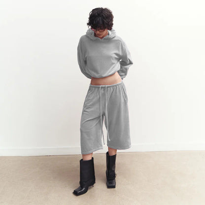 Damen Veloursanzug-Set Hochtailliert Mit Taschen Norvielle