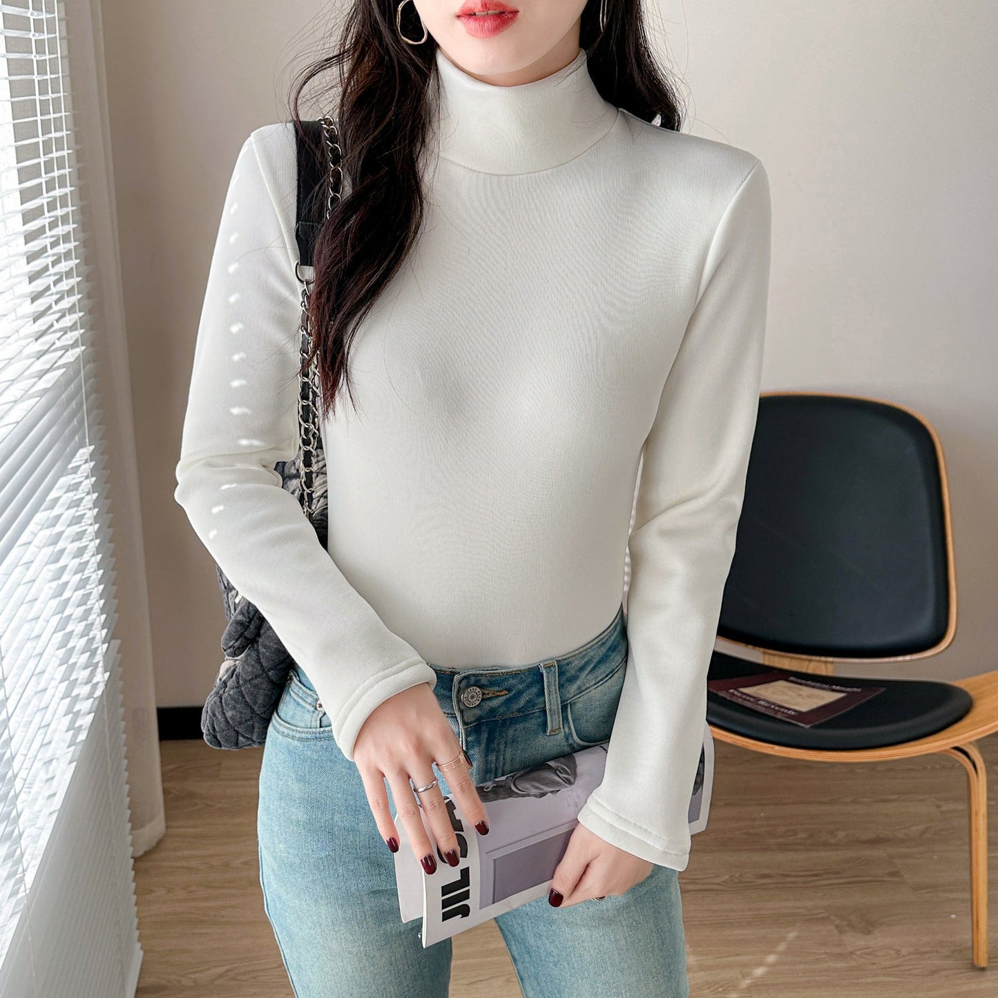 Damen Rollkragenpullover Langarm Norvielle